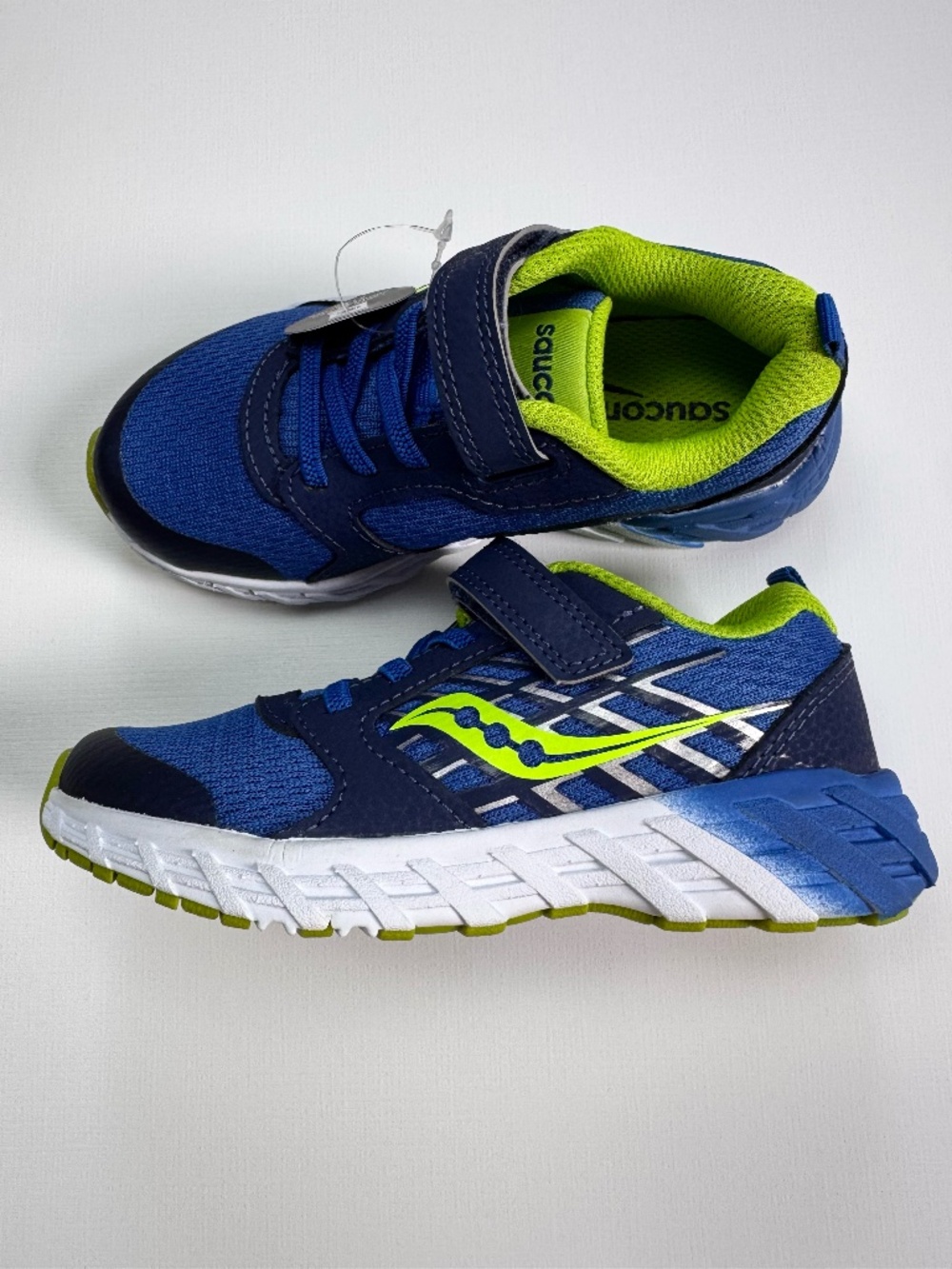 Saucony Kids A/C Sneakers Size 11 Blue Green Double Strap Running Shoes NWT